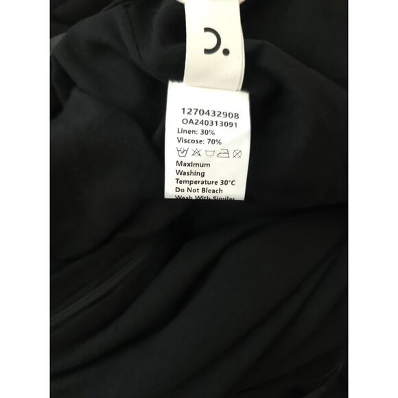 NWT Commense Black Linen Blend Lined Pleated Maxi Skirt w/ Pockets Women's Sz M - Picture 6 of 6